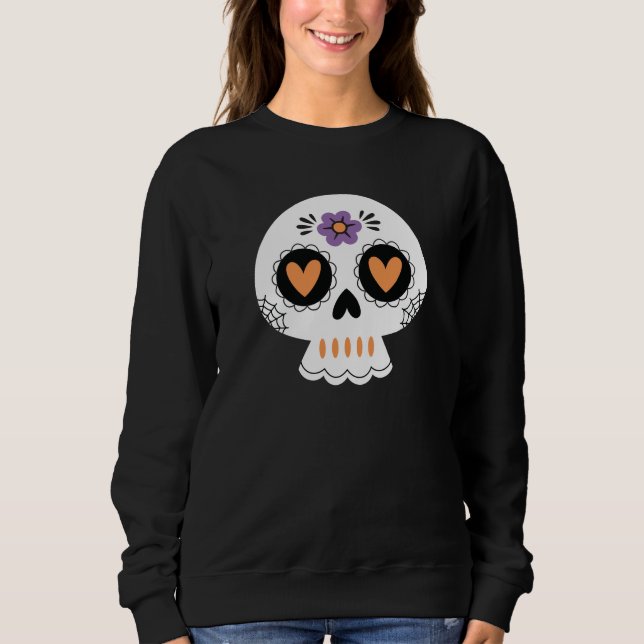 Niedliches Halloween Sugar Skull Sweatshirt (Vorderseite)
