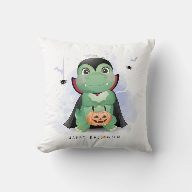 Niedliches Halloween T Rex Dinosaur Spider Flying  Kissen (Vorderseite)