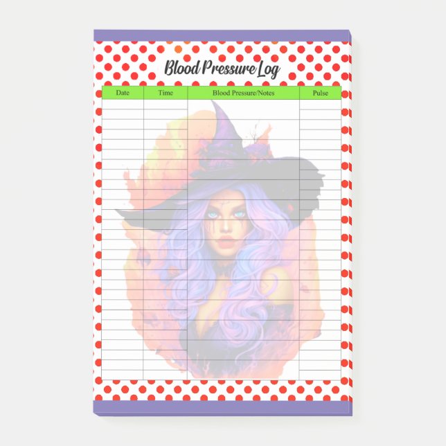 Niedliches Halloween-Thema - Blutdruckprotokoll Post-it Klebezettel (Vorderseite)