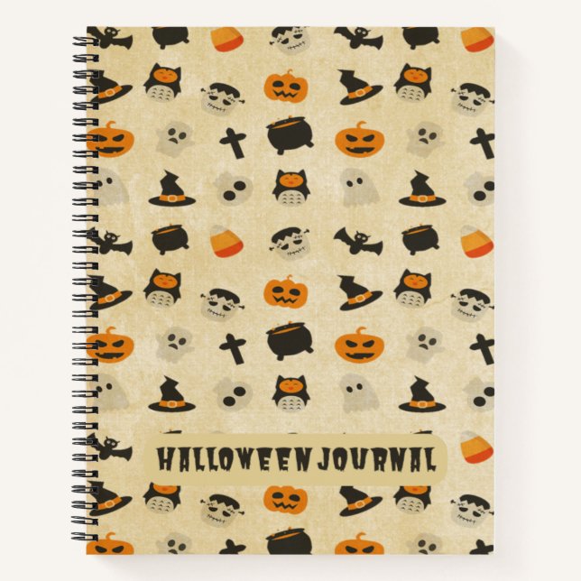 Niedliches Halloween-Themenmuster Notizbuch (Vorderseite)