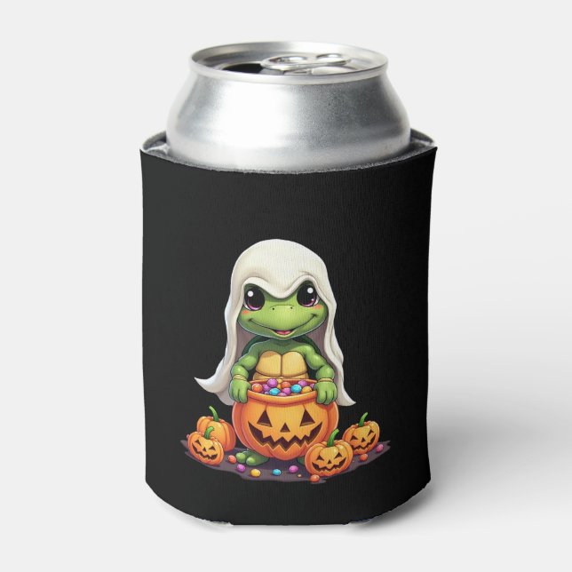 Niedliches Halloween Turtle Ghost mit Candy (1) Dosenkühler (Kanne Vorderseite)