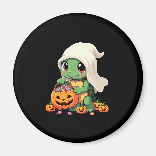 Niedliches Halloween Turtle Ghost mit Candy (3) Magnet (Vorne)