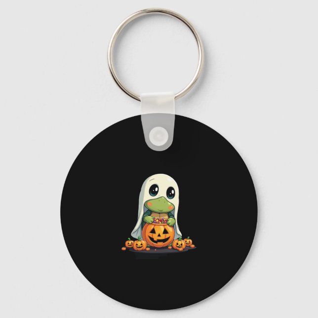 Niedliches Halloween Turtle Ghost mit Candy (5) Schlüsselanhänger (Vorderseite)