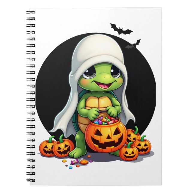 Niedliches Halloween Turtle Ghost mit Candy (7) Notizblock (Vorderseite)