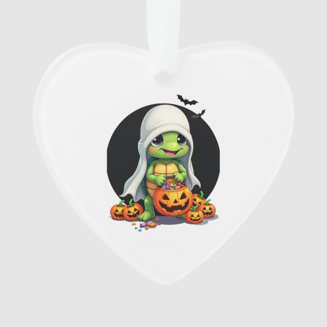 Niedliches Halloween Turtle Ghost mit Candy (7) Ornament (Vorderseite)