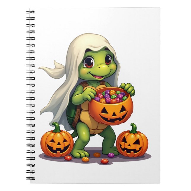 Niedliches Halloween Turtle Ghost mit Candy (8) Notizblock (Vorderseite)