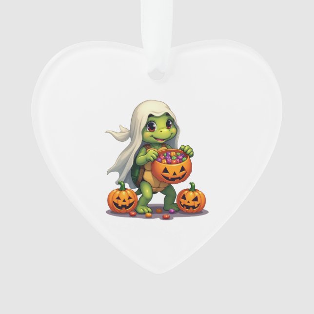 Niedliches Halloween Turtle Ghost mit Candy (8) Ornament (Vorderseite)