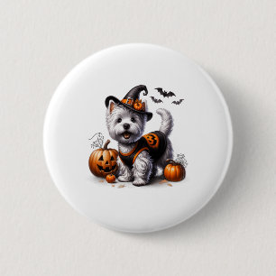 Niedliches Halloween Westie T-Shirt West Terrier D Button