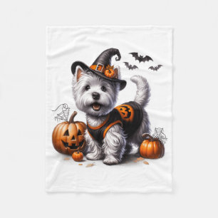 Niedliches Halloween Westie T-Shirt West Terrier D Fleecedecke