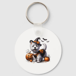 Niedliches Halloween Westie T-Shirt West Terrier D Schlüsselanhänger