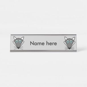 Niedliches Halloween Wolf Custom Desk Sign Schreibtischnamensplakette