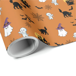 Niedliches Halloween-Wrap-Wrapping-Papier Black Ca Geschenkpapier
