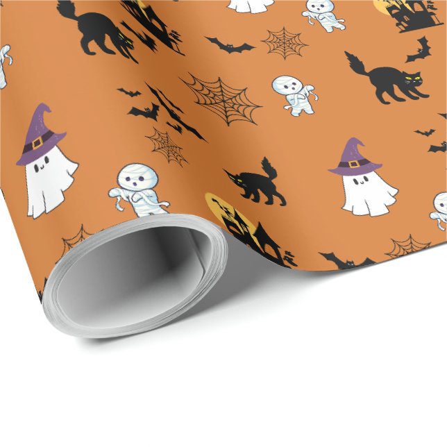Niedliches Halloween-Wrap-Wrapping-Papier Black Ca Geschenkpapier (Rolleneckpunkt)