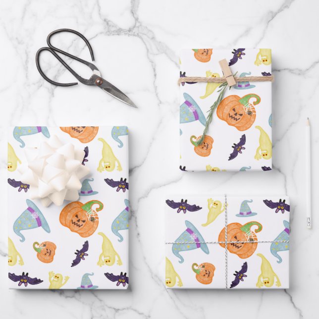 Niedliches Halloween-Wrapping-Papier Geschenkpapier Set (Vorderseite)