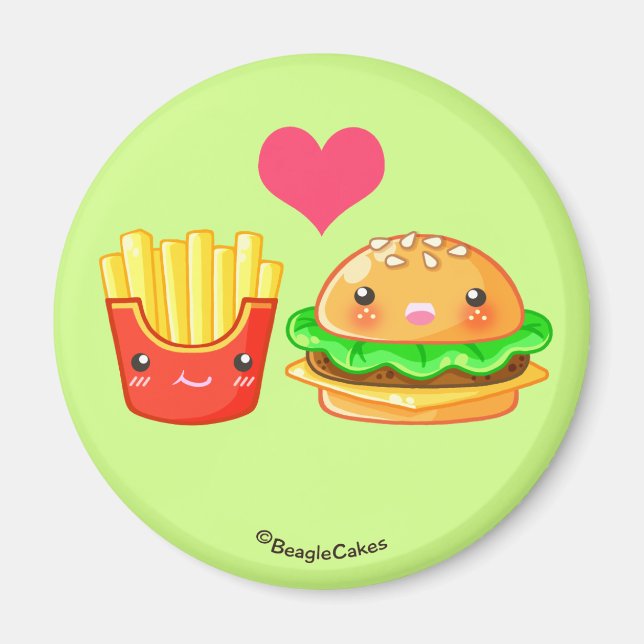 Niedliches Hamburger & Fries Magnet (Vorne)