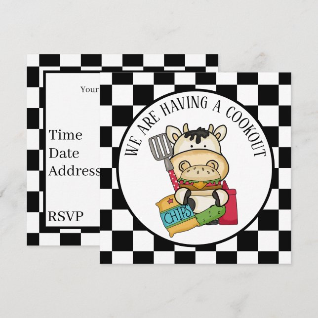 niedliches Hamburger-Kuchen-Party Einladung (Vorne/Hinten)