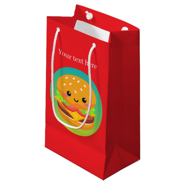 Niedliches Hamburger-Party individuell anpassbar Kleine Geschenktüte (Vorderseite Schrägansicht)