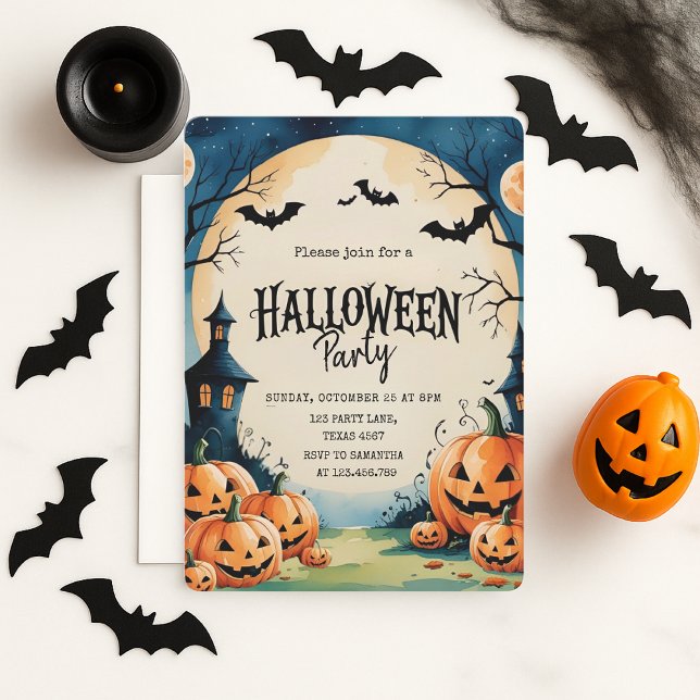 Niedliches handGezeichnet Halloween-Party Kinder Feiertagskarte (Von Creator hochgeladen)
