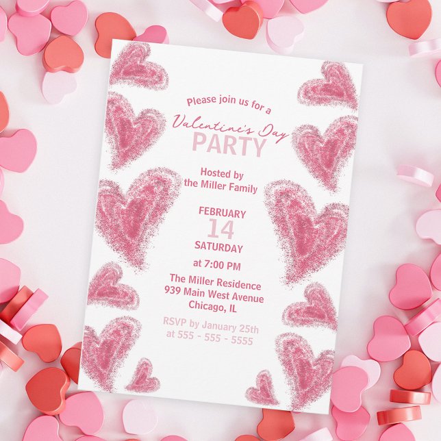 Niedliches handGezeichnet Party des Valentinstag-R Einladung (Von Creator hochgeladen)