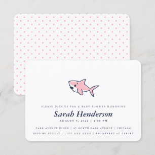 Niedliches handGezeichnet Pink Shark Baby Shower G Einladung