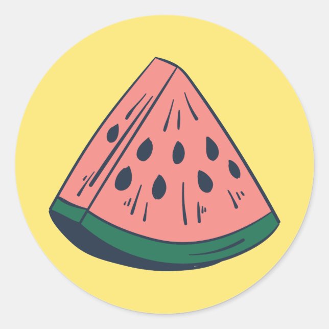Niedliches handgezeichnet Watermelon Runder Aufkleber (Vorderseite)