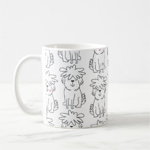 Niedliches, handgezeichnetes nahtloses Muster mit Kaffeetasse