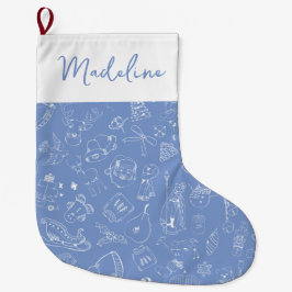 Niedliches Handgezogenes Holiday Doodle Muster Großer Weihnachtsstrumpf