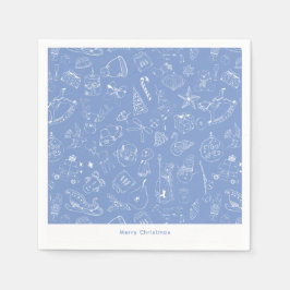 Niedliches Handgezogenes Holiday Doodle Muster Serviette