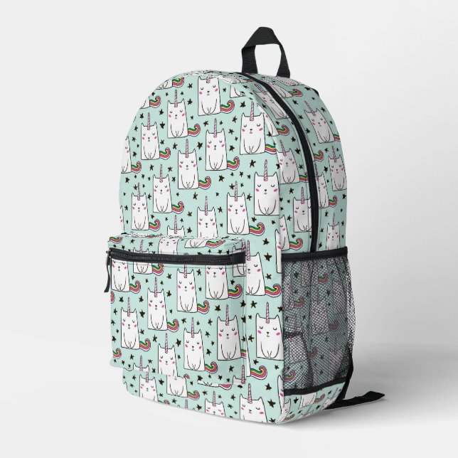 Niedliches, handgezogenes Katzenmuster Bedruckter Rucksack (Rückseitige Ecke Rechts)
