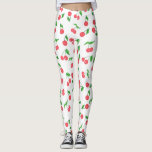 niedliches, handgezogenes Wasserfarbkronenmuster Leggings<br><div class="desc">Frische Gestaltung mit handgezeichneten Wasserfarben-Kirschmustern. Sie können die Hintergrundfarbe anpassen.</div>