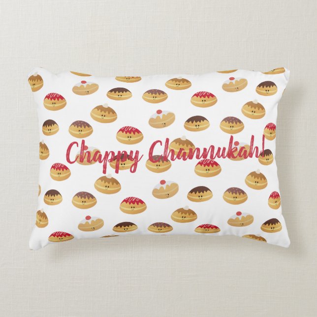 Niedliches Hannukah Doughnut gemustert Kissen! Dekokissen (Vorderseite)