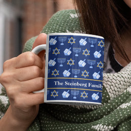 Niedliches Hanukkah Dreidel Menorah Muster Kaffeetasse