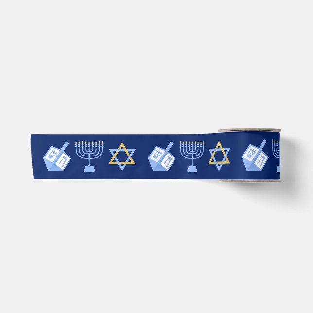 Niedliches Hanukkah-Muster Satinband (Vorderseite)