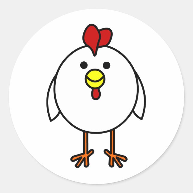Niedliches Happy Chicken Runder Aufkleber (Vorderseite)