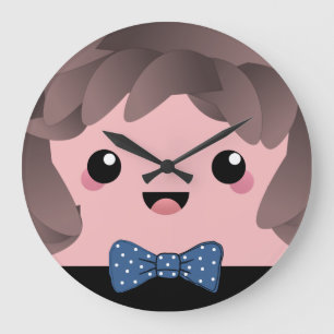 Niedliches Happy-Gesicht Kawaii Japanischer Cartoo Große Wanduhr