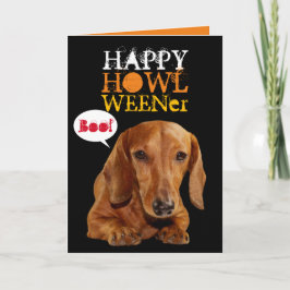 Niedliches Happy Howl Weener Hund Halloween Karte