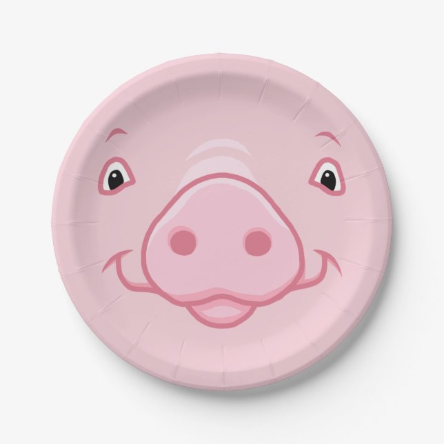 Niedliches Happy Pink Pig Face Pappteller (Vorderseite)