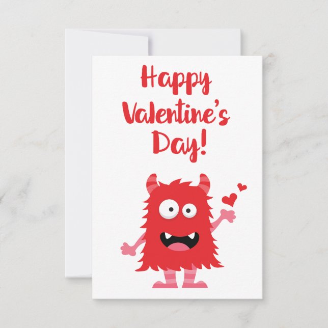 Niedliches Happy Valentine's Day Roter Cartoon Mon Mitteilungskarte (Vorderseite)