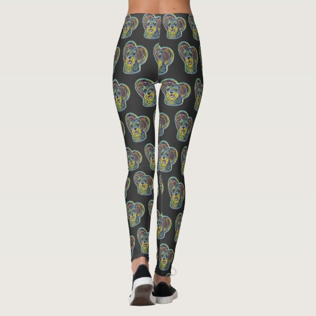 Niedliches Hartglas Miniatur Schnauzer mit Herz  Leggings (Rückseite)