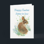 Niedliches Häschen-Kaninchen Feiertagskarte<br><div class="desc">Dieses kleine Kaninchen will,  um fröhliche Ostern für Schwägerin und Dank für Sein zu sagen alle Ohren</div>
