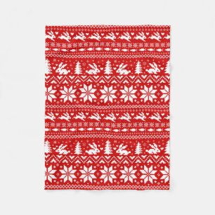Niedliches Häschen-Kaninchen-rotes Fleecedecke
