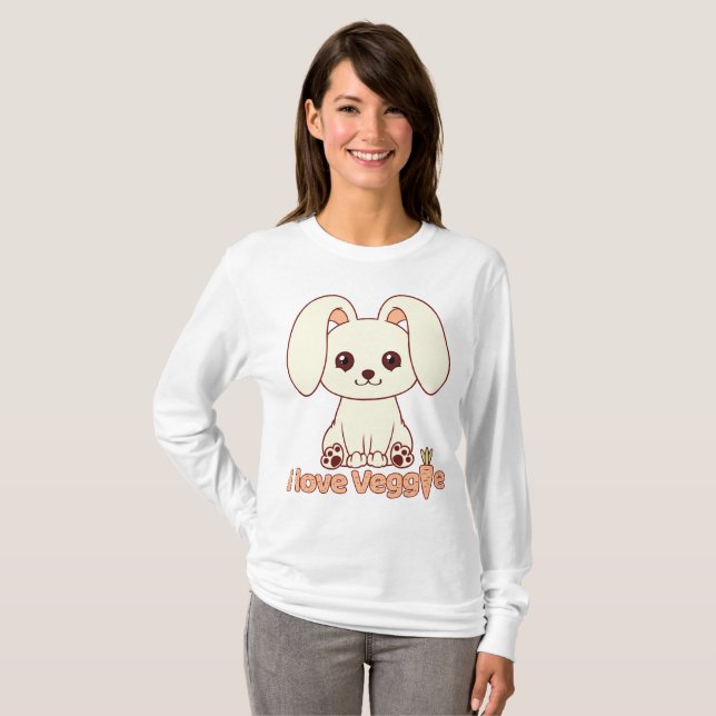 Niedliches Häschen - vegan/Vegetarier T-Shirt (Vorne ganz)