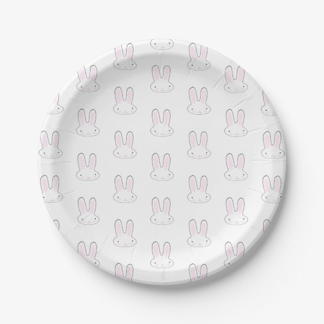 Niedliches Hasen-Hase mit modernem Muster Pappteller (Vorderseite)