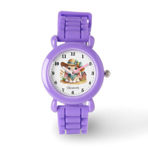 Niedliches Hasen-Hasen-Mädchen hinzufügen Armbanduhr