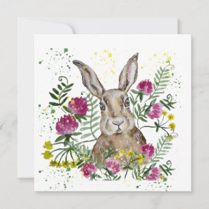 Niedliches Hasen in Aquarellfarben-Blume Dankeskarte
