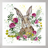 Niedliches Hasen in Aquarellfarben-Blume