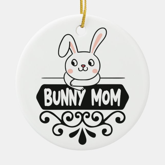 Niedliches Hasen-Mama-Liebhaber Foto Keramik Ornament (Vorne)