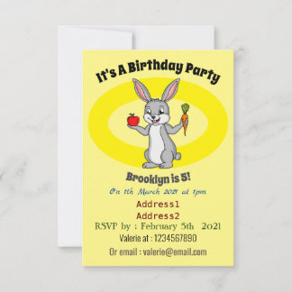 Niedliches Hasen mit Gemüse Cartoon Einladung