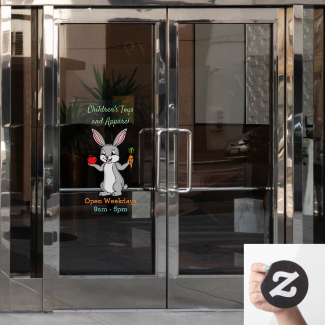 Niedliches Hasen mit Gemüse Cartoon Fensteraufkleber (Büro Tür)