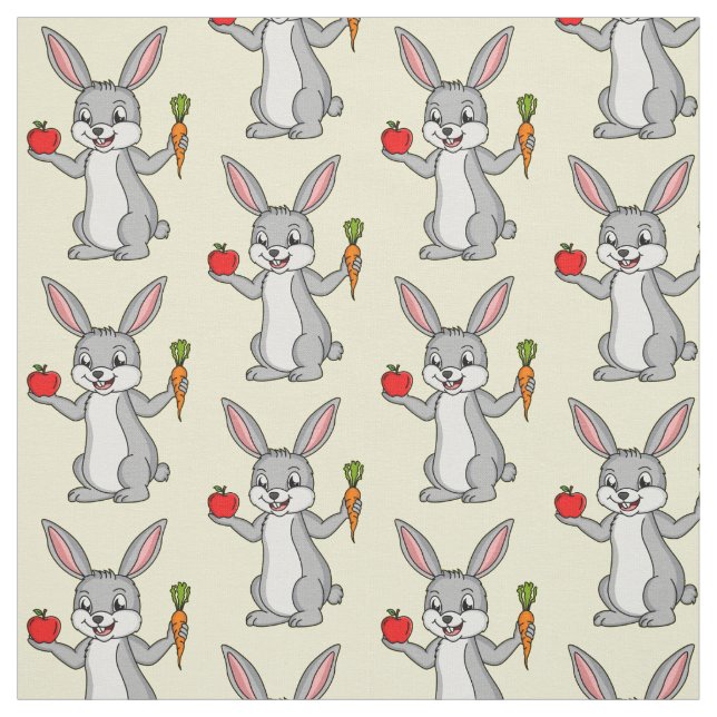Niedliches Hasen mit Gemüse Cartoon Stoff (Muster)